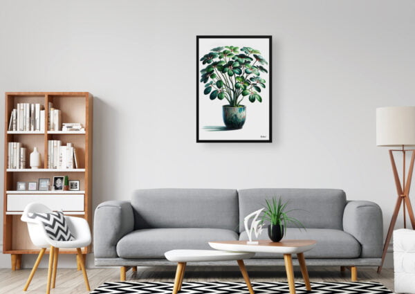 watercolour realist home plants umbrella plantschefflera actinophylla office