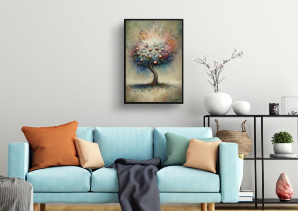 oil whimsical flowers apple treemalus domestica living room 1