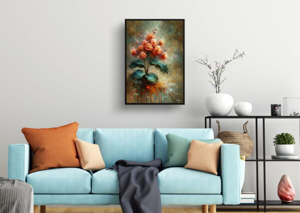 oil whimsical flowers begonia infernobegonia living room 1