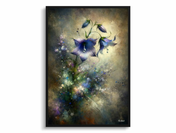 oil whimsical flowers bellflowercampanula front view 1