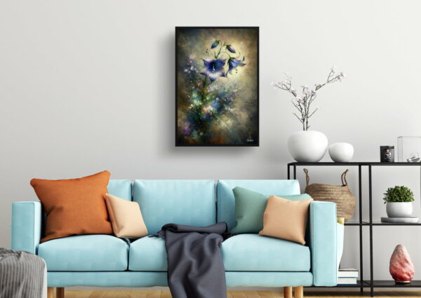 oil whimsical flowers bellflowercampanula living room 1