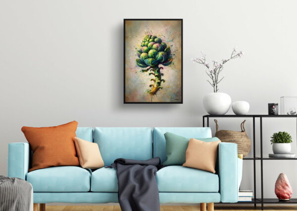 oil whimsical flowers brassica oleraceabrussel sprouts living room 1