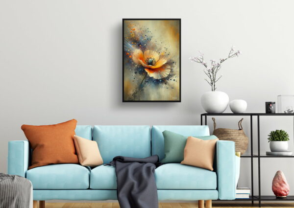 oil whimsical flowers california poppyeschscholzia living room 1