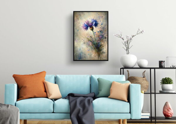 oil whimsical flowers cornflowercentaurea cyanus living room 1