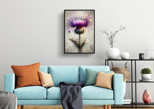 Cotton thistle (Onopordum) Oil Painting Style Art Print - Whimsical Painting Framed Plant Wall Art - Image 10