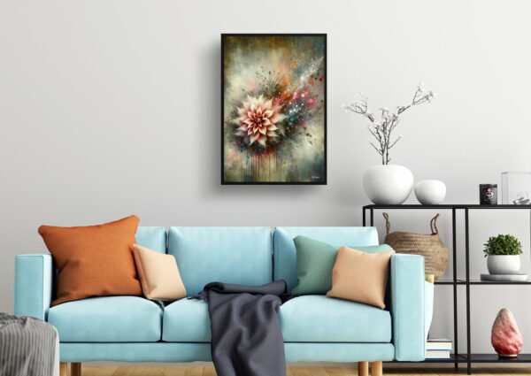 oil whimsical flowers dahliaasteraceae living room 1