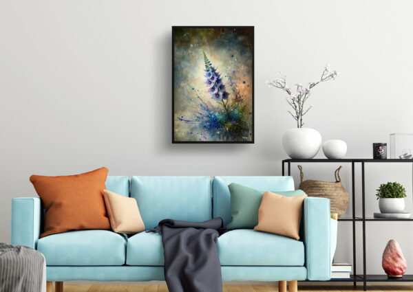 oil whimsical flowers delphiniumlarkspur living room 1