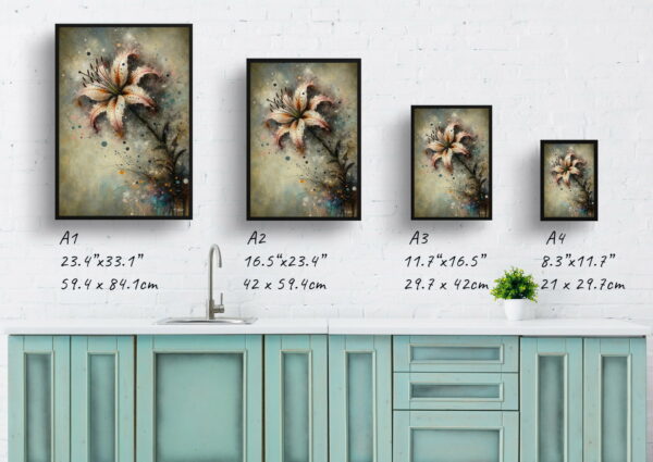 oil whimsical flowers fawn lilieserythronium print size comparison 1