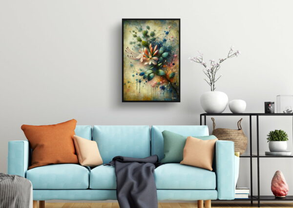 oil whimsical flowers honeysucklelonicera living room 1