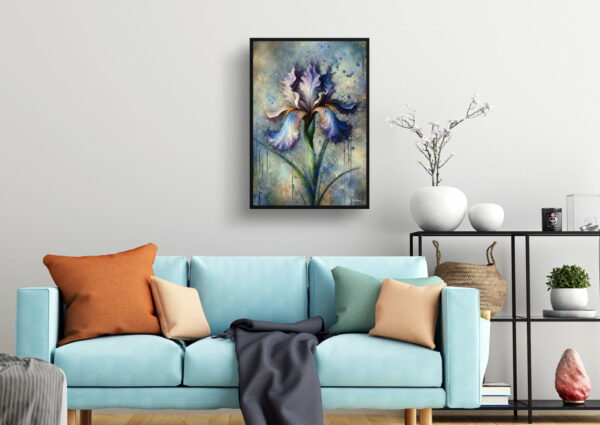 oil whimsical flowers irisfleur de lis living room 1