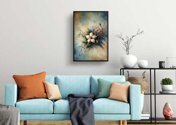 oil whimsical flowers jasminejasminum officinale living room 1