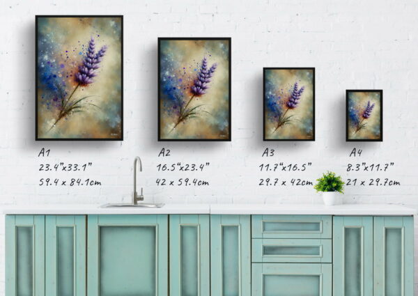 oil whimsical flowers lavenderlavendula print size comparison