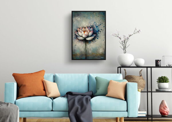 oil whimsical flowers lotusnelumbo nucifera living room 1