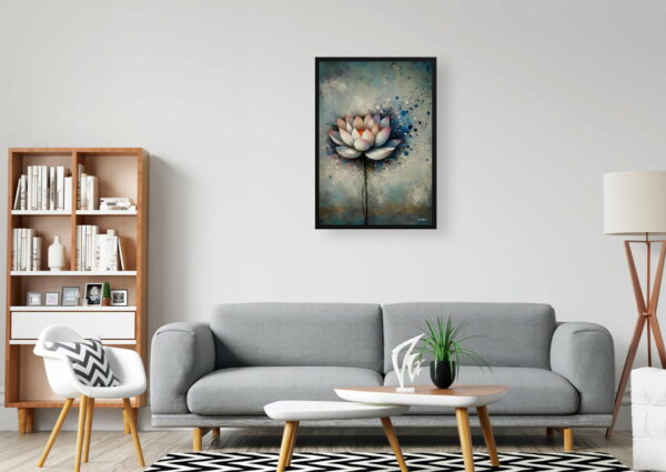 oil whimsical flowers lotusnelumbo nucifera office 1