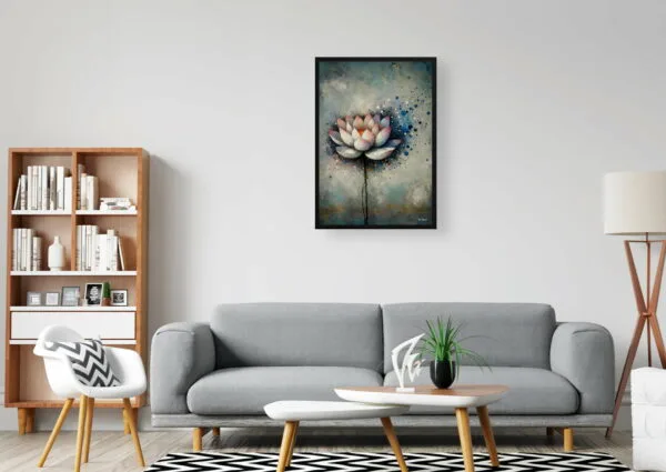 Lotus (Nelumbo nucifera) Oil Painting Style Art Print - Whimsical Painting Framed Plant Wall Art - Image 11