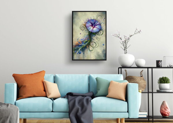 oil whimsical flowers morning gloryipomoea purpurea living room 1