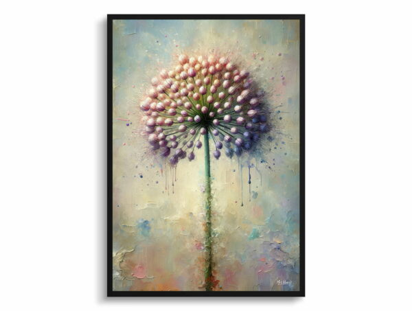 oil whimsical flowers ornamental onionallium nigrum front view 1