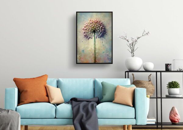 oil whimsical flowers ornamental onionallium nigrum living room 1