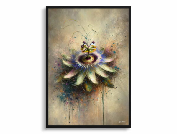 oil whimsical flowers passion flowerpassiflora front view 1