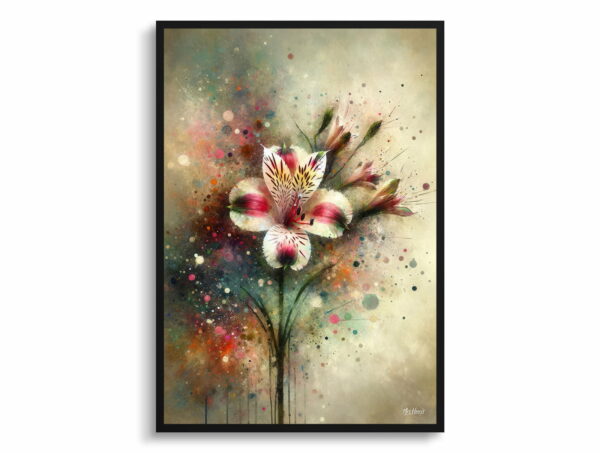 oil whimsical flowers peruvian lily of the incasalstroemeria front view 1