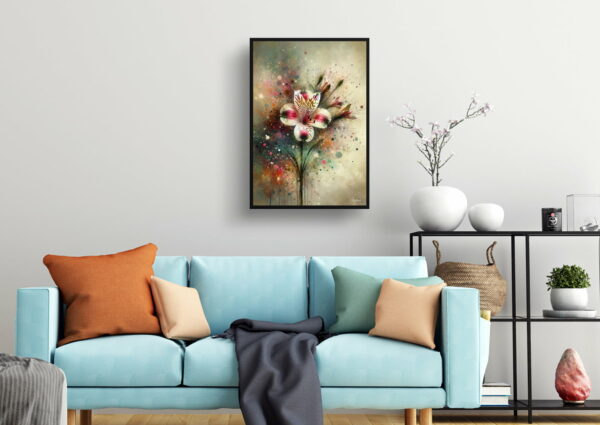 oil whimsical flowers peruvian lily of the incasalstroemeria living room 1