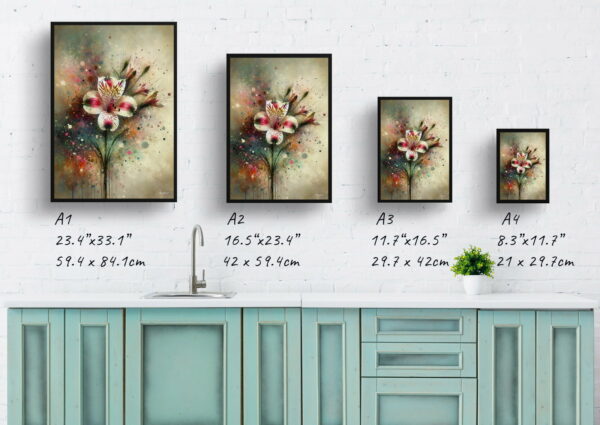 oil whimsical flowers peruvian lily of the incasalstroemeria print size comparison 1