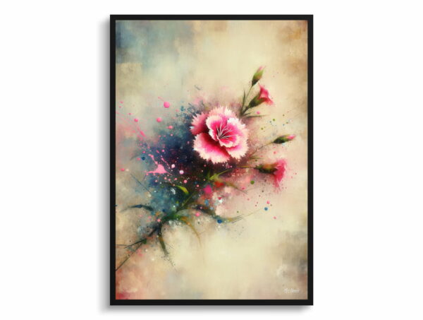 oil whimsical flowers pinksdianthus front view