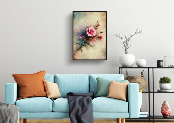 oil whimsical flowers pinksdianthus living room 1