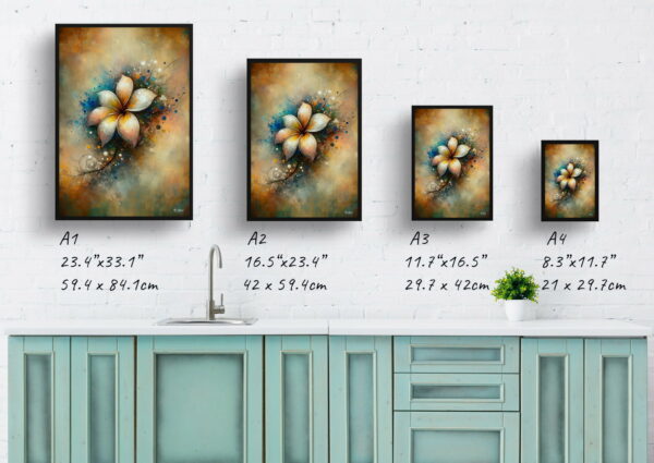 oil whimsical flowers plumeriafrangipani print size comparison 1