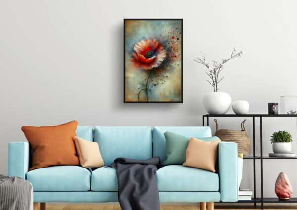 oil whimsical flowers poppypapaver rhoeas living room 1