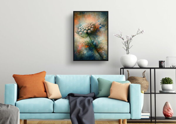 oil whimsical flowers queen annes lacedaucus carota living room 1