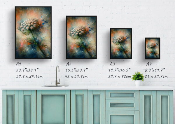 oil whimsical flowers queen annes lacedaucus carota print size comparison 1