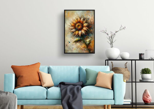 oil whimsical flowers sunflowerhelianthus annuus living room 1