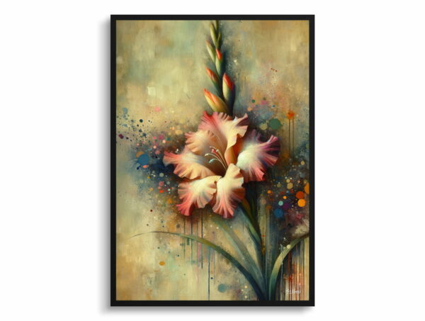 oil whimsical flowers sword liliesgladiolus front view 1