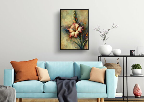 oil whimsical flowers sword liliesgladiolus living room 1