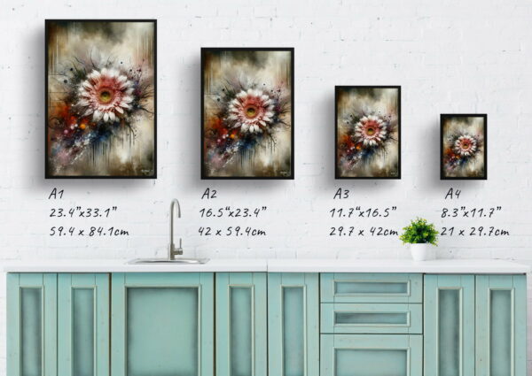 oil whimsical flowers transvaal daisygerbera print size comparison 1