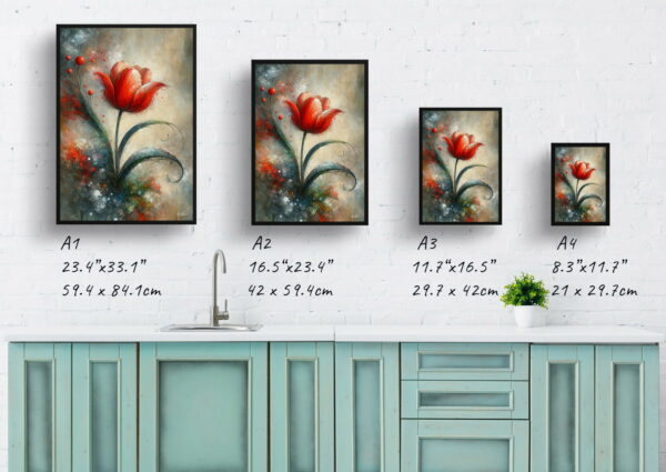 oil whimsical flowers tuliptulipa print size comparison 1