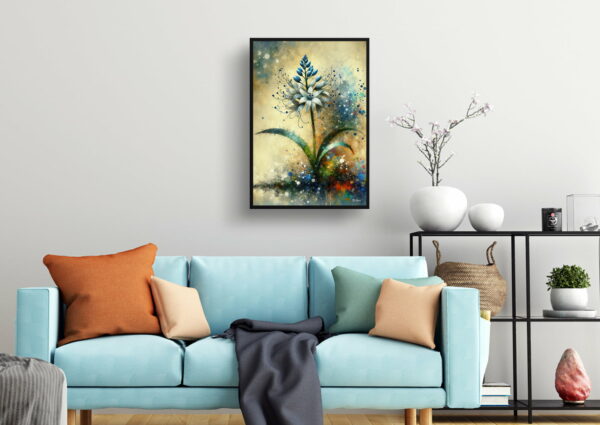 oil whimsical flowers two leaf squillscilla bifolia living room 1