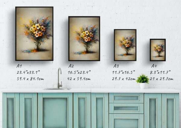 oil whimsical flowers wallflowerserysimum print size comparison 1