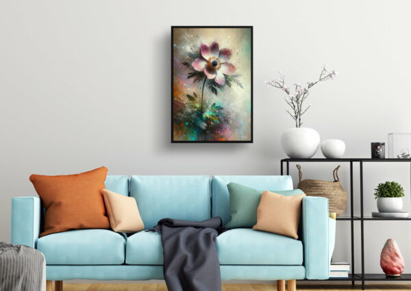 oil whimsical flowers windfloweranemone living room 1