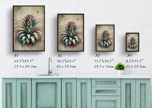 oil whimsical home plants bromeliadsbromeliaceae print size comparison 1