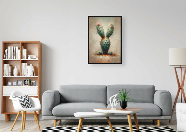 oil whimsical home plants bunny ears cactusopuntia microdasys office