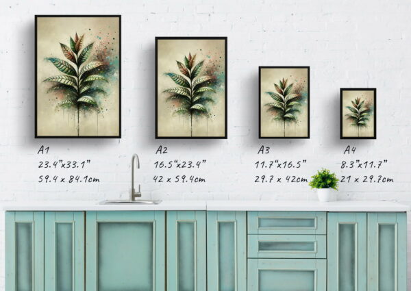 oil whimsical home plants chinese evergreenaglaonema commutatum print size comparison 1