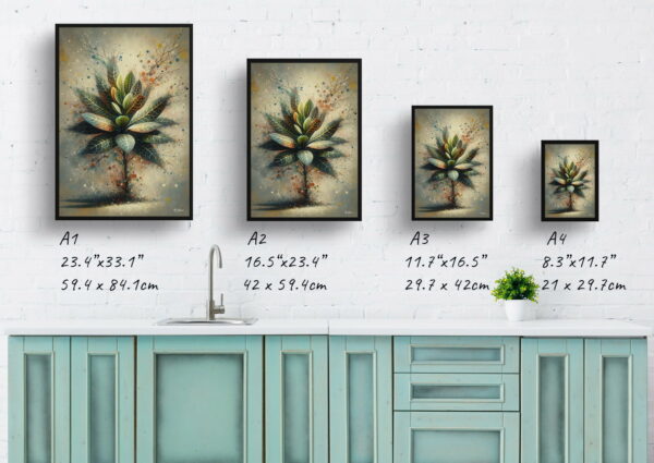 oil whimsical home plants crotoncodiaeum variegatum print size comparison 1