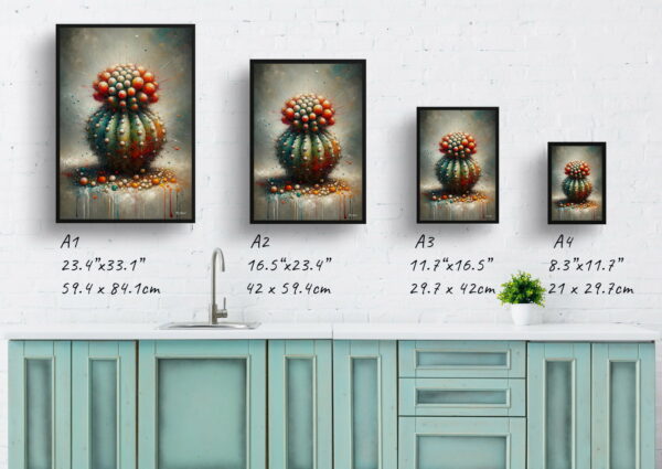 oil whimsical home plants dwarf turks cap cactusmelocactus matanzanus print size comparison 1