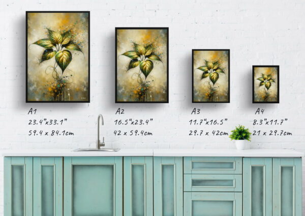 oil whimsical home plants golden pothosepipremnum aureum print size comparison 1