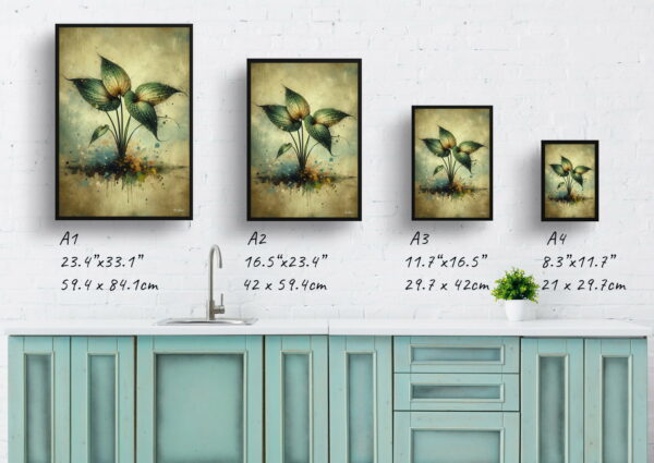 oil whimsical home plants homalomena army print size comparison 1