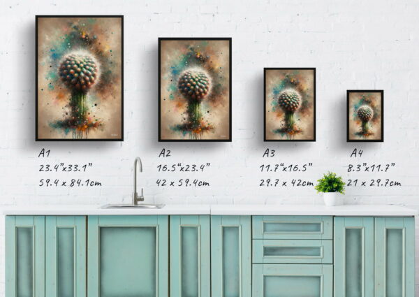 oil whimsical home plants indian head cactusparodia cactus print size comparison 1