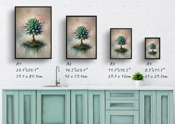 oil whimsical home plants jade plantcrassula ovata print size comparison 1