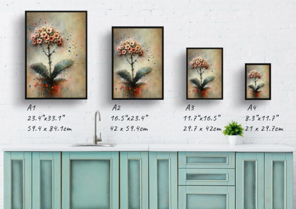 oil whimsical home plants kalanchoe print size comparison 1